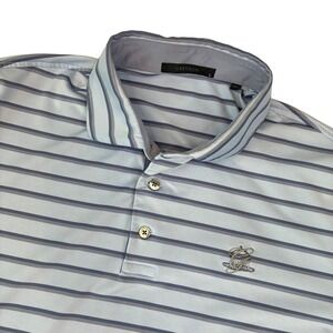 Greyson‎ Polo Shirt Mens Large Blue Grey Striped Short Sleeve Golf Performance L
